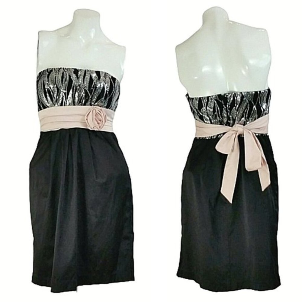Windsor Sequined Strapless Formal Dress w/ Pockets